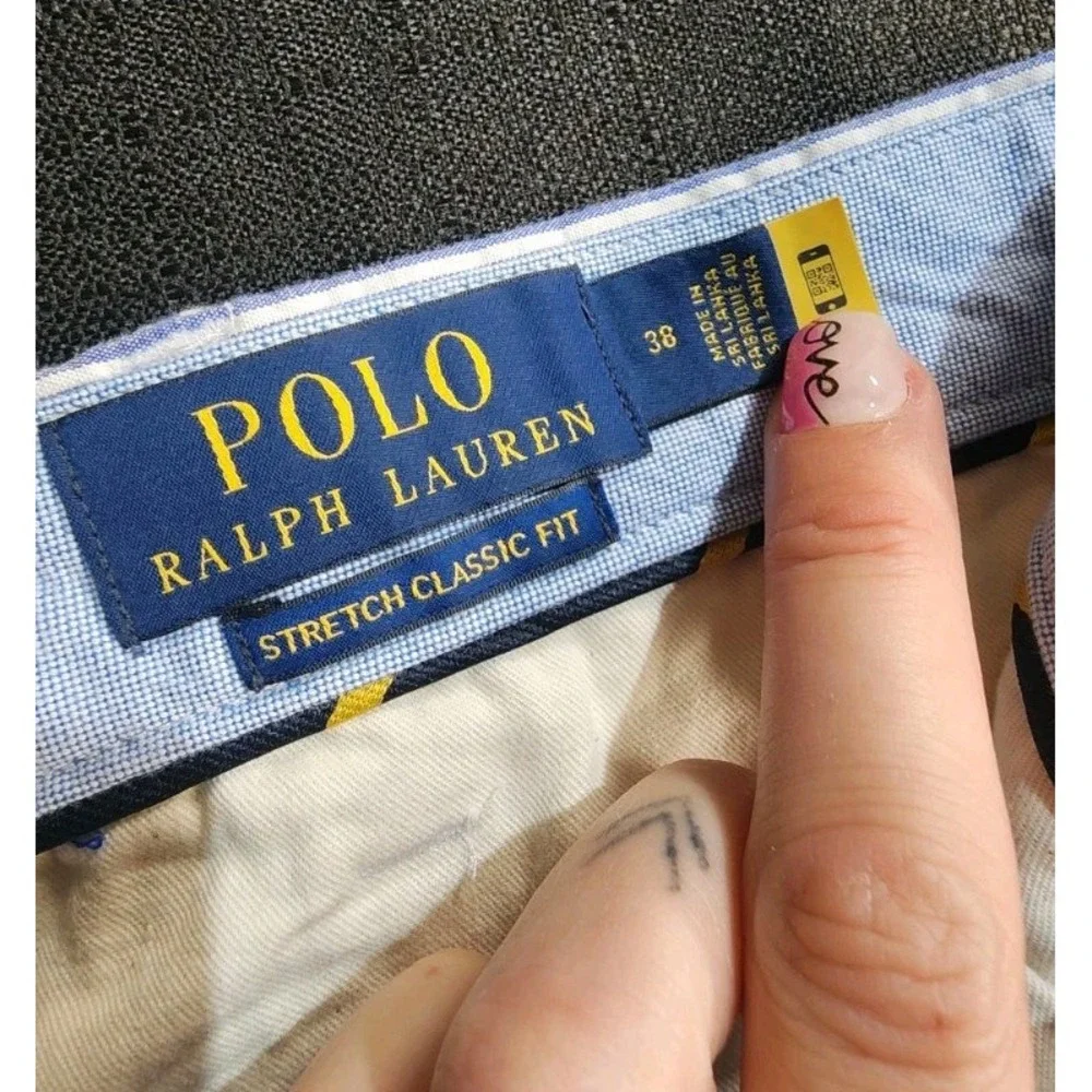 Polo‎ Ralph Lauren Pin Stripe Blue White Shorts Chino Sailer Beach Preppy Sz 38